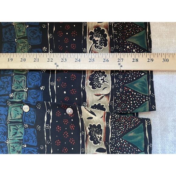 Vintage Jordan Shirt Women 20 Blue Green Tan Geometric Button Up 90s Long Sleeve - Picture 12 of 12